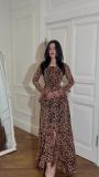 Women's Chiffon Leopard Print Long Irregular Dress