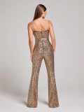 Women's Sexy Chain Belt Sequin Jumpsuit