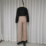 Casual Ladies Elegant V-neck Long Sleeve Top Long Pants Two-piece Set