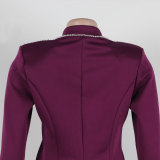 Women's Pearl Long Sleeve Slim Fit Elastic Two-Piece Blazer Suit