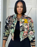 Women's long sleeve square collar short jacquard jacket