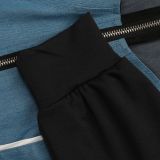 Women's denim patychwork jacket pants two-piece set