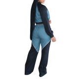 Women's denim patychwork jacket pants two-piece set