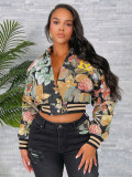 Women's long sleeve square collar short jacquard jacket