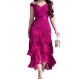 Women's sweet solid color high waist slim sleeveless long dress