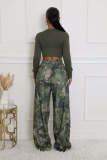 Women's Camouflage Multi-Pocket Zipper Loose Cargo Trousers