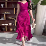 Women's sweet solid color high waist slim sleeveless long dress