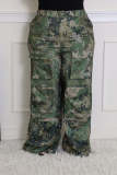 Women's Camouflage Multi-Pocket Zipper Loose Cargo Trousers