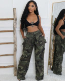 Women's Camouflage Multi-Pocket Zipper Loose Cargo Pants