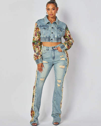 Women retro jeans women's 2-piece set