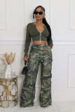 Women's Camouflage Multi-Pocket Zipper Loose Cargo Trousers