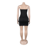 Sexy irregular rhinestone patchwork tube dress