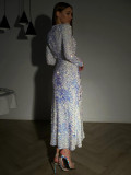 Women's Sequined Dress Velvet Beaded Slim Fishtail Dress Evening Dress