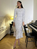 Women's Sequined Dress Velvet Beaded Slim Fishtail Dress Evening Dress