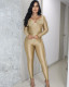 Spring 2025 Women Solid Color Push Up Butt Lifting Long Sleeved Tight Jumpsuit