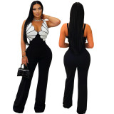 Spring 2025 Contrast Color Sleeveless V-Neck Formal Jumpsuit
