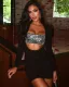 2025 Spring Women Black and Silver Sequin Long Sleeve Short Party Dress