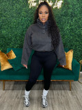 2025 Spring Solid Color Loose Sweatshirt + Leggings Two Piece Tracksuit