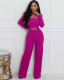2025 Spring Women Elegant Solid Color Long-Sleeve Jumpsuit with belt