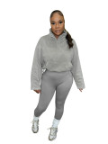 2025 Spring Solid Color Loose Sweatshirt + Leggings Two Piece Tracksuit
