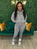 2025 Spring Solid Color Loose Sweatshirt + Leggings Two Piece Tracksuit