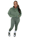 2025 Spring Solid Color Loose Sweatshirt + Leggings Two Piece Tracksuit