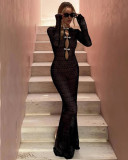 2025 hollow out slit long beach cover-up bohemian dress long floor-length open-back fishtail evening dress
