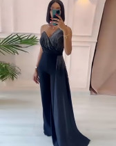 2025 Invisible Strap Women's Slim Fit Beaded Formal Jumpsuit