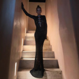 2025 hollow out slit long beach cover-up bohemian dress long floor-length open-back fishtail evening dress