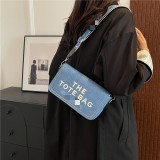 Women's denim bag with lettering messenger bag single shoulder small square bag