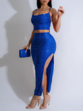 Women's Nightclub Party Sexy Camisole Sequin Skirt Set