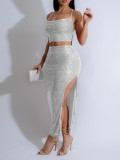 Women's Nightclub Party Sexy Camisole Sequin Skirt Set