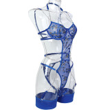 Lleaf embroidery metal chain sexy bodysuit for women Valentine's Day