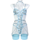 Lleaf embroidery metal chain sexy bodysuit for women Valentine's Day