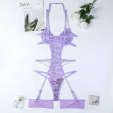 Lleaf embroidery metal chain sexy bodysuit for women Valentine's Day
