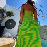 2025 Spring Simple Sexy Knitted Striped Long Tube Dress