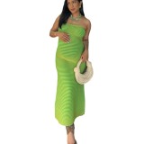 2025 Spring Simple Sexy Knitted Striped Long Tube Dress