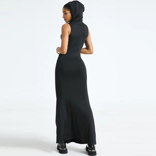 Y2K women's diamond sleeveless long hoody dress