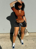 Women two piece clothing set summer contract color short tracksuit