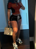 Women two piece clothing set summer contract color short tracksuit