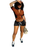 Women two piece clothing set summer contract color short tracksuit