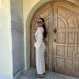 Sexy backless knitted maxi beach dress V-neck elegant long dress