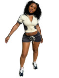 Women two piece clothing set summer contract color short tracksuit