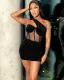 Women clubwear sequin one shoulder mini dress