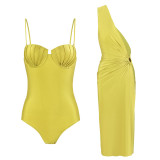 One-shoulder long dress swimsuit women's two-piece sexy one-piece swimsuit with cover-ups