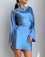 Elegant women slim waist satin short dress