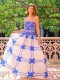 Women's elegant holiday style  blue and white sling dress