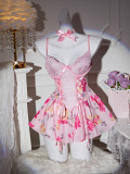 Sexy lingerie lace see-through temptation hollow floral skirt Valentine's Day uniform