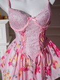 Sexy lingerie lace see-through temptation hollow floral skirt Valentine's Day uniform