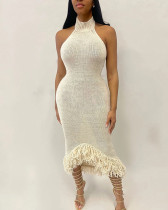 Women's sexy halter neck high waist slim fit knitting dress